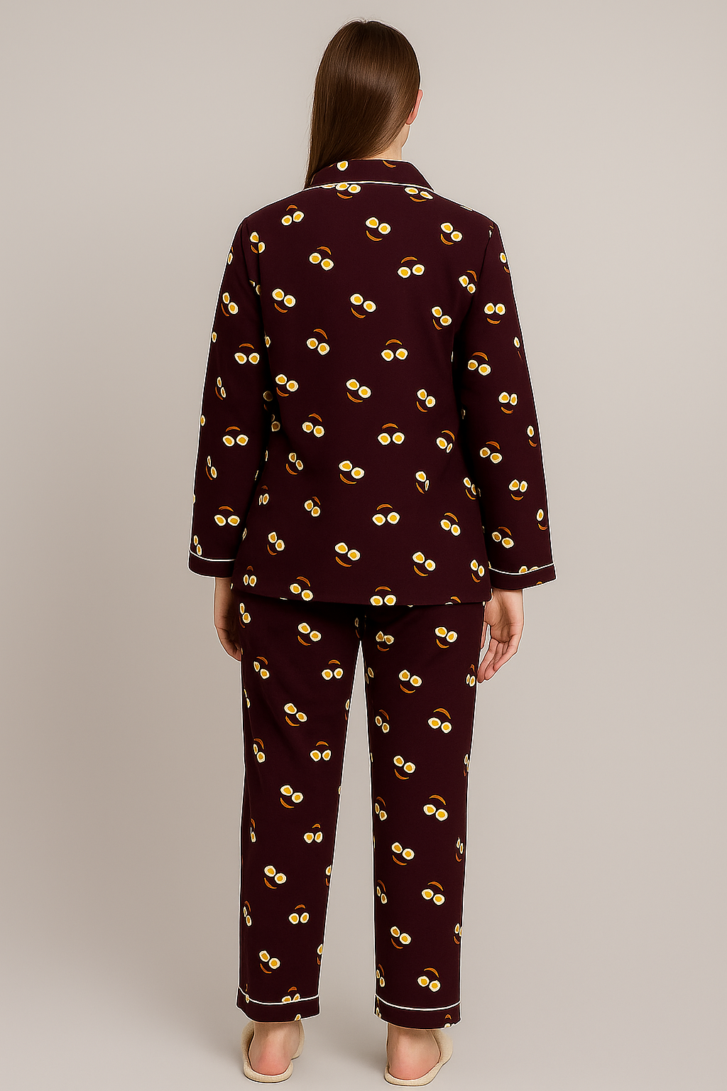 Sunny Side Up Cotton Flannel Long Sleeve Women's Night Suit