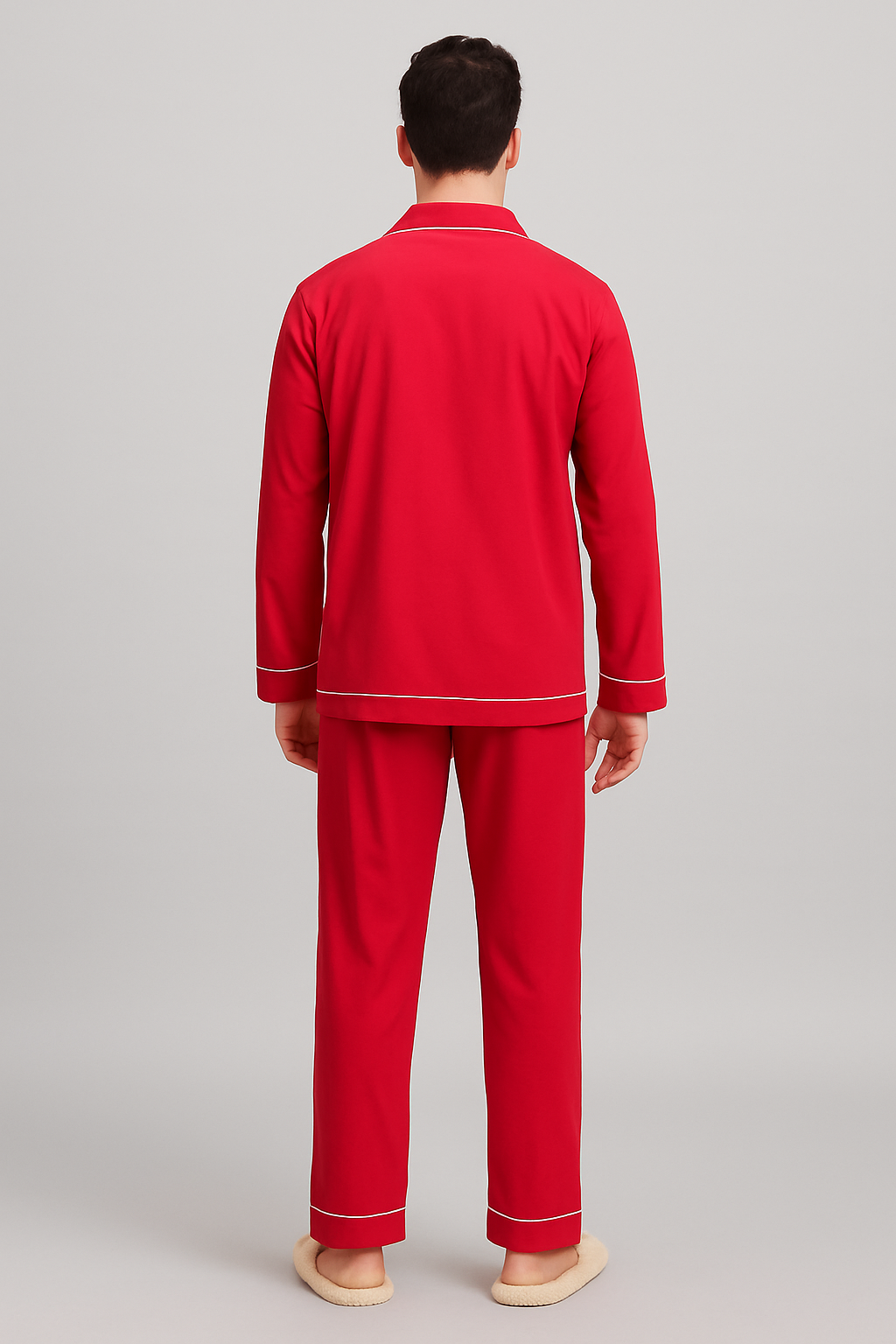 Men's Customized Name Reindeer Print Long Sleeve Night Suit