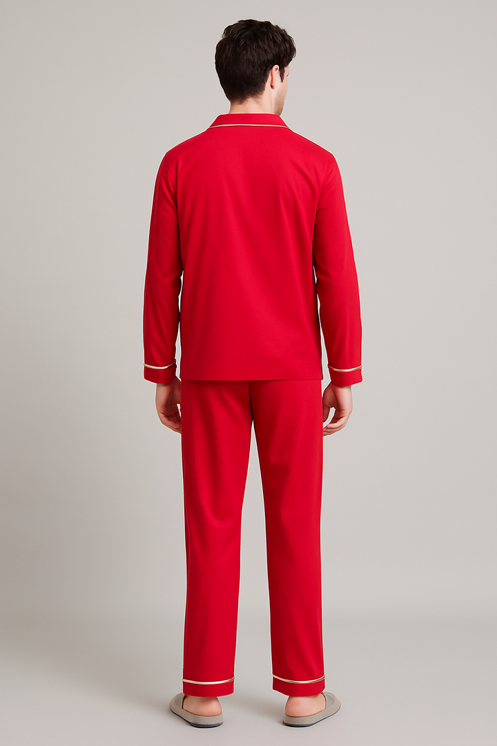 Men's Customized Name Christmas Tree Print Long Sleeve Night Suit