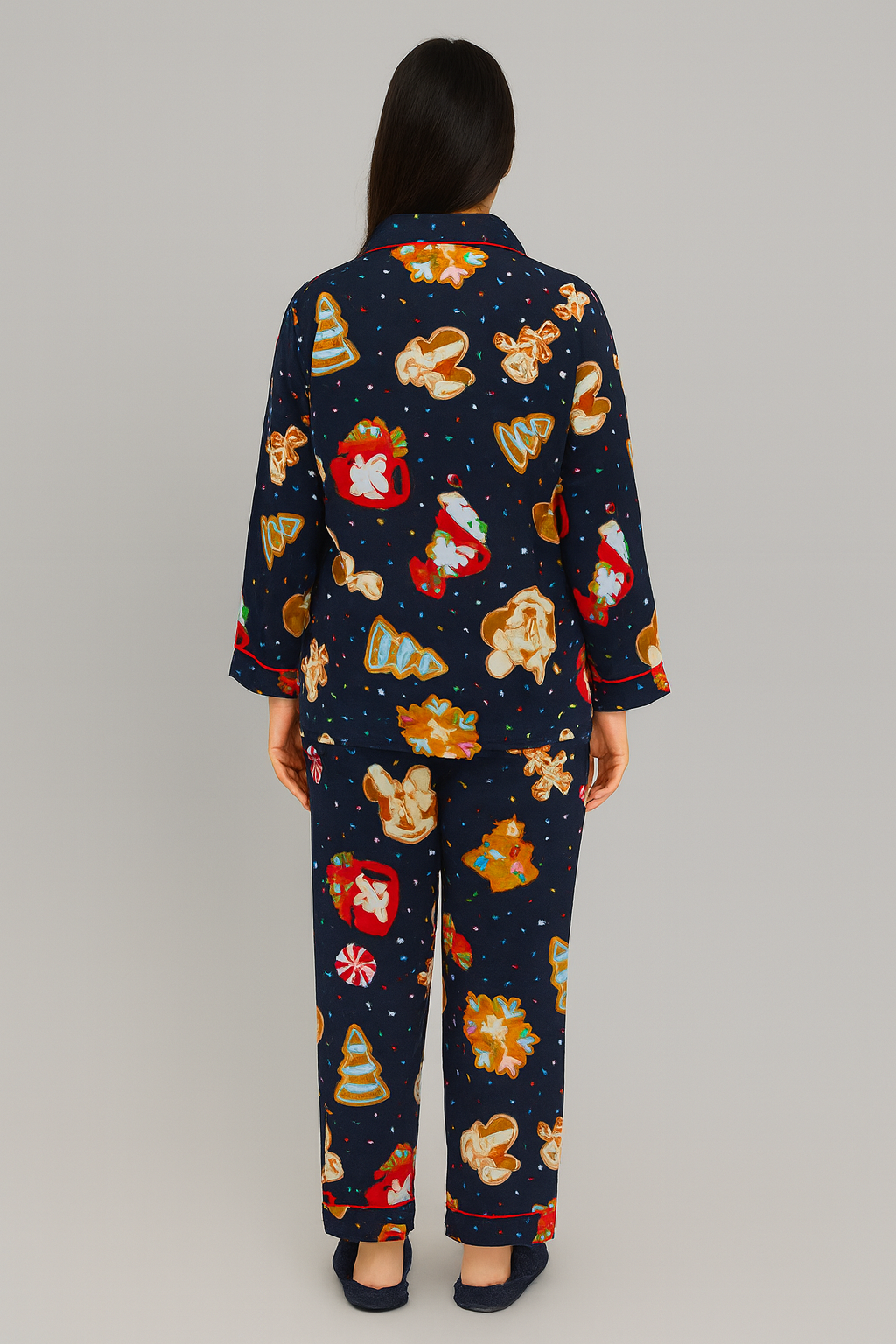 Gingerbread Dreams Cotton Flannel Long Sleeve Women's Night Suit