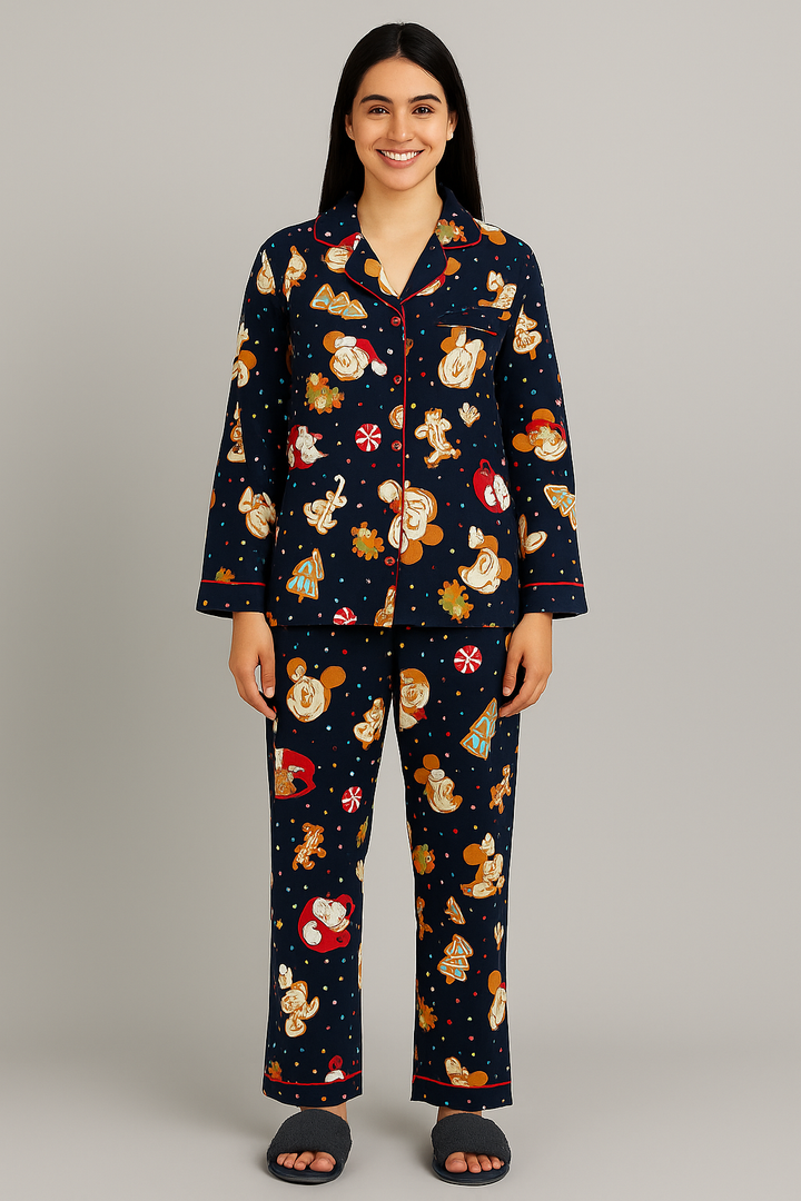 Gingerbread Dreams Cotton Flannel Long Sleeve Women's Night Suit