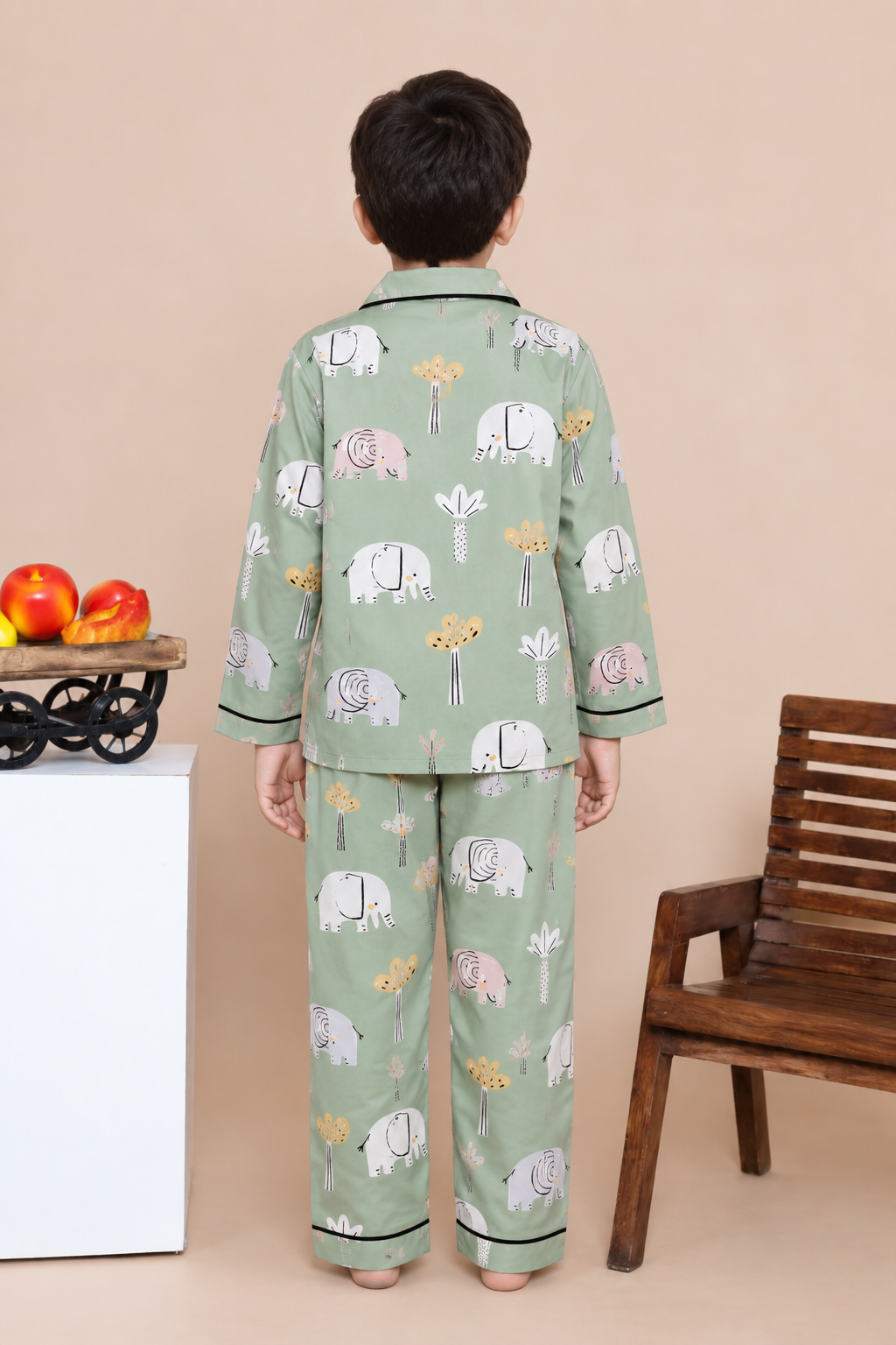 Little Explorer Elephant Print Long Sleeve Night Suit