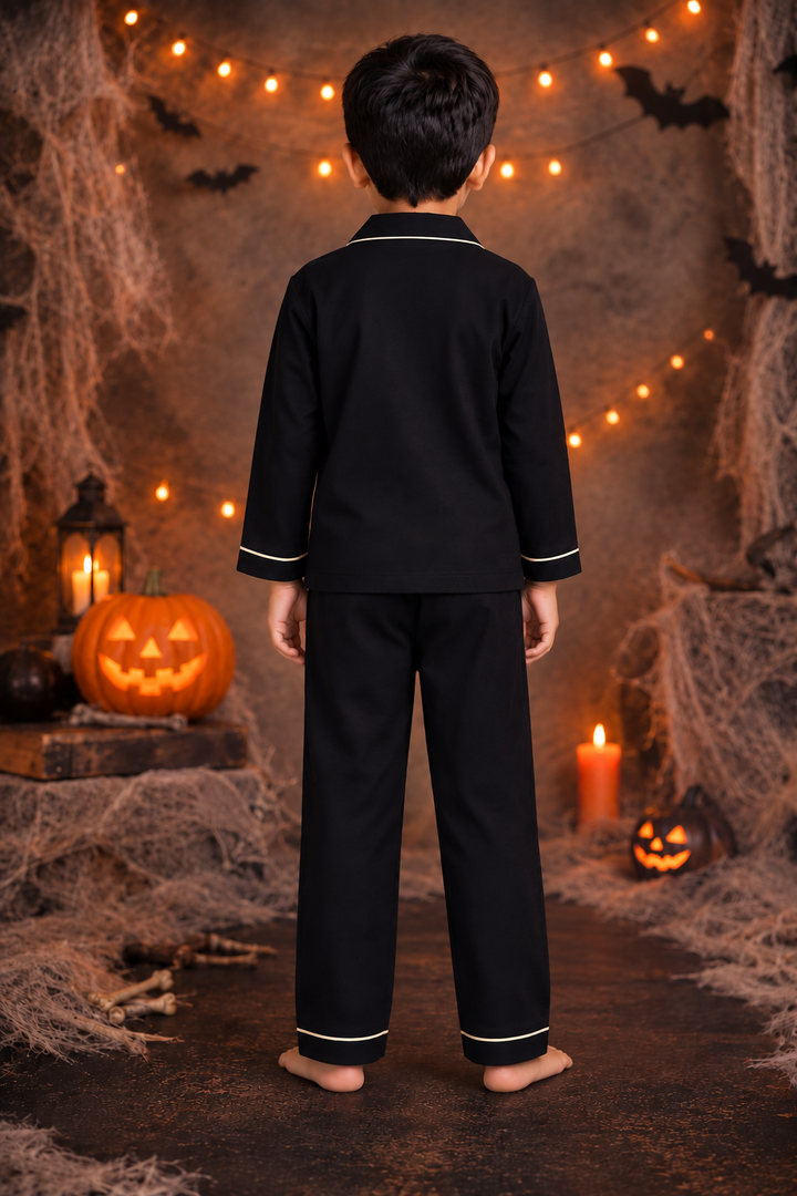 Halloween Trick or Treat Glow in the Dark Print Long Sleeve Kids Night Suit