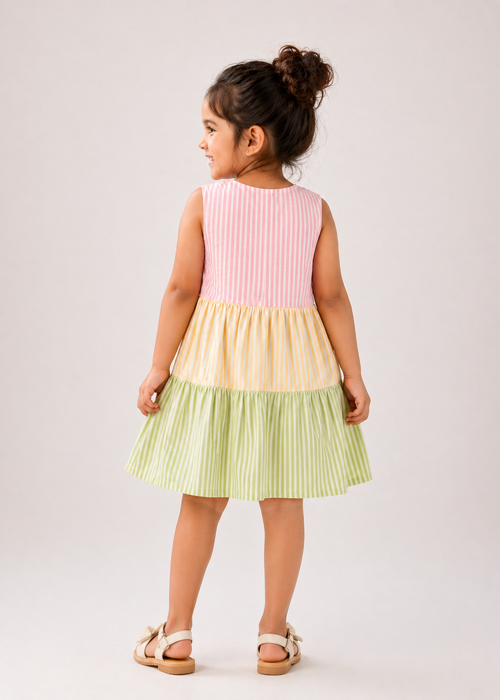Tiered Seersucker Girl's Dress