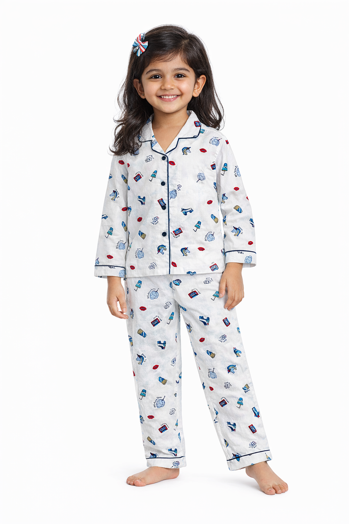Chill & Roll Print Long Sleeve Kids Night Suit