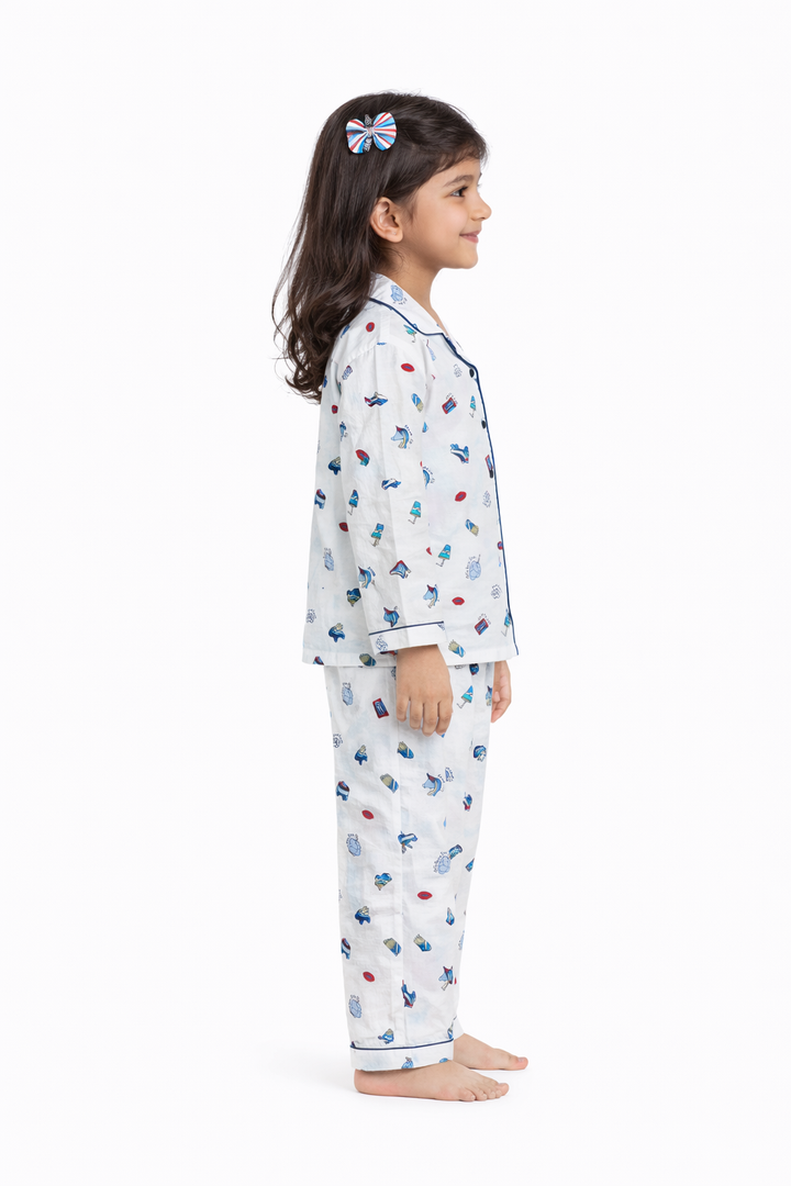 Chill & Roll Print Long Sleeve Kids Night Suit