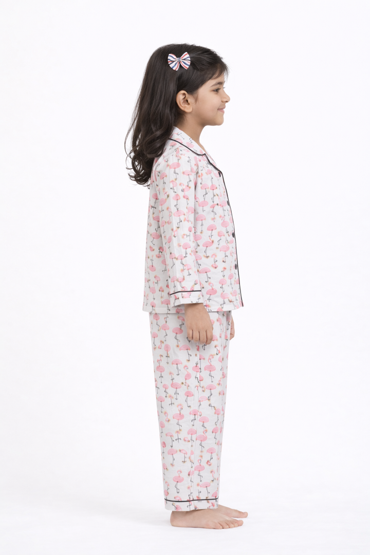 Pretty in Pink Print Long Sleeve Kids Night Suit