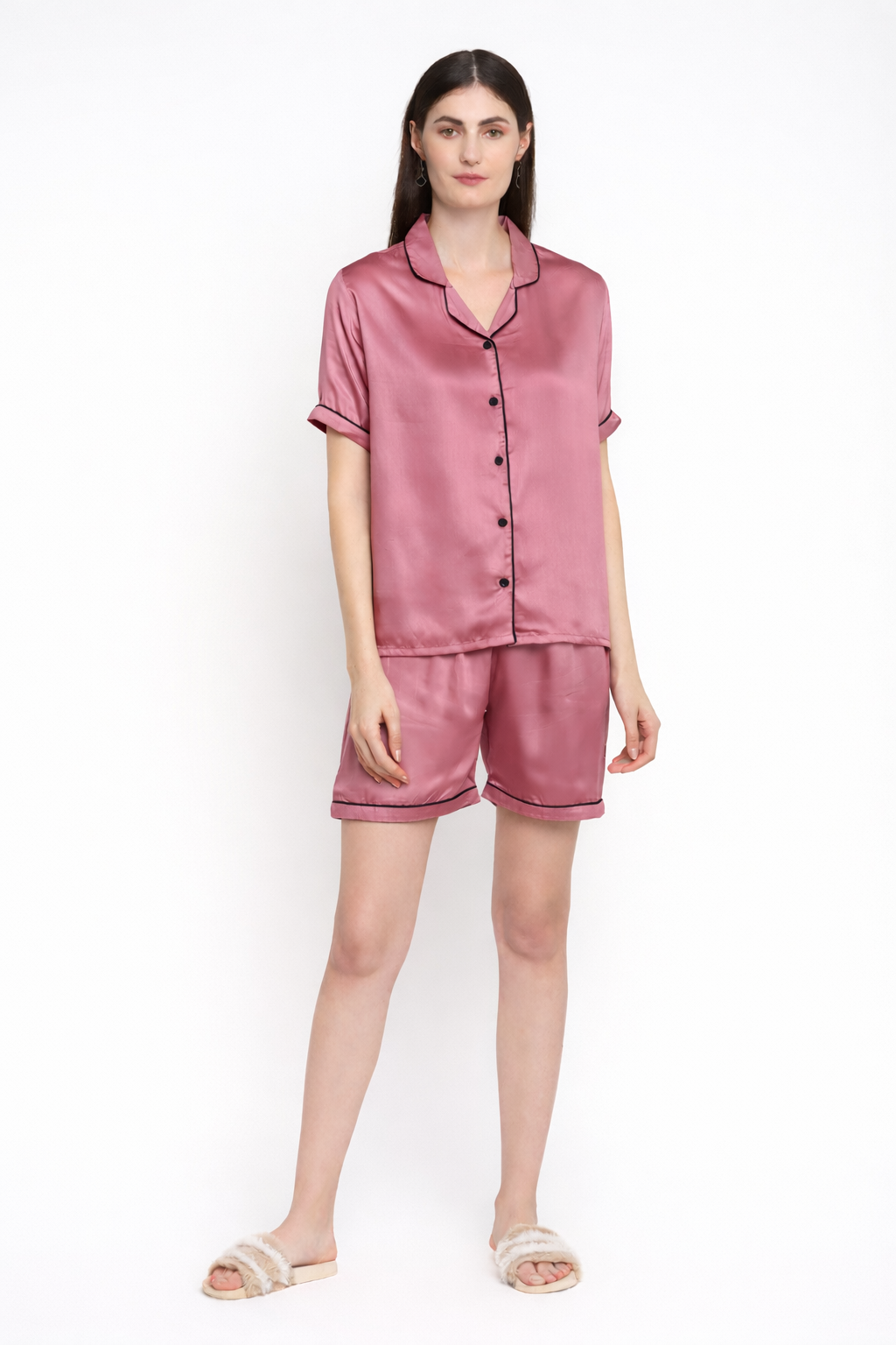 Ultra Soft Modal Satin Short Sleeve Women's Shorts Set