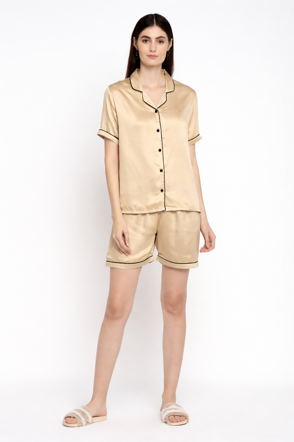 Ultra Soft Modal Satin Short Sleeve Women's Shorts Set