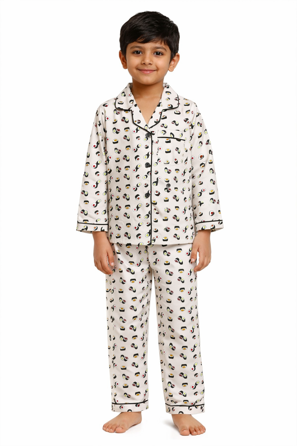 Little Sushi Print Long Sleeve Kids Night Suit