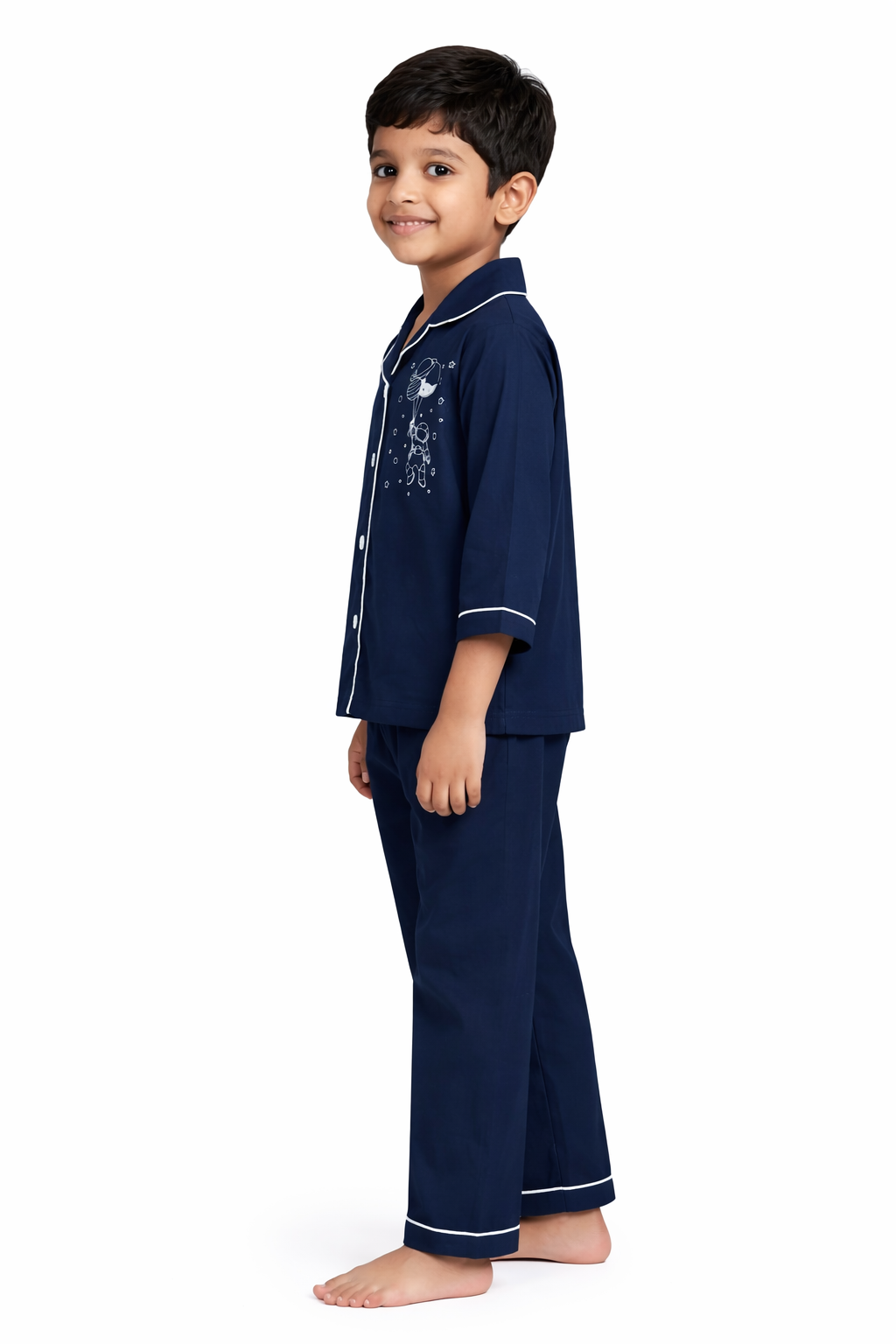 Astronaut With Balloons Glow in the Dark Print Long Sleeve Kids Night Suit