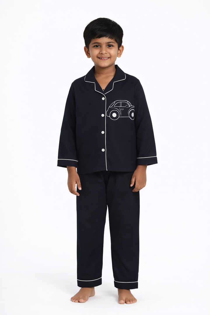 Car Glow in the Dark  Print Long Sleeve Kids Night Suit