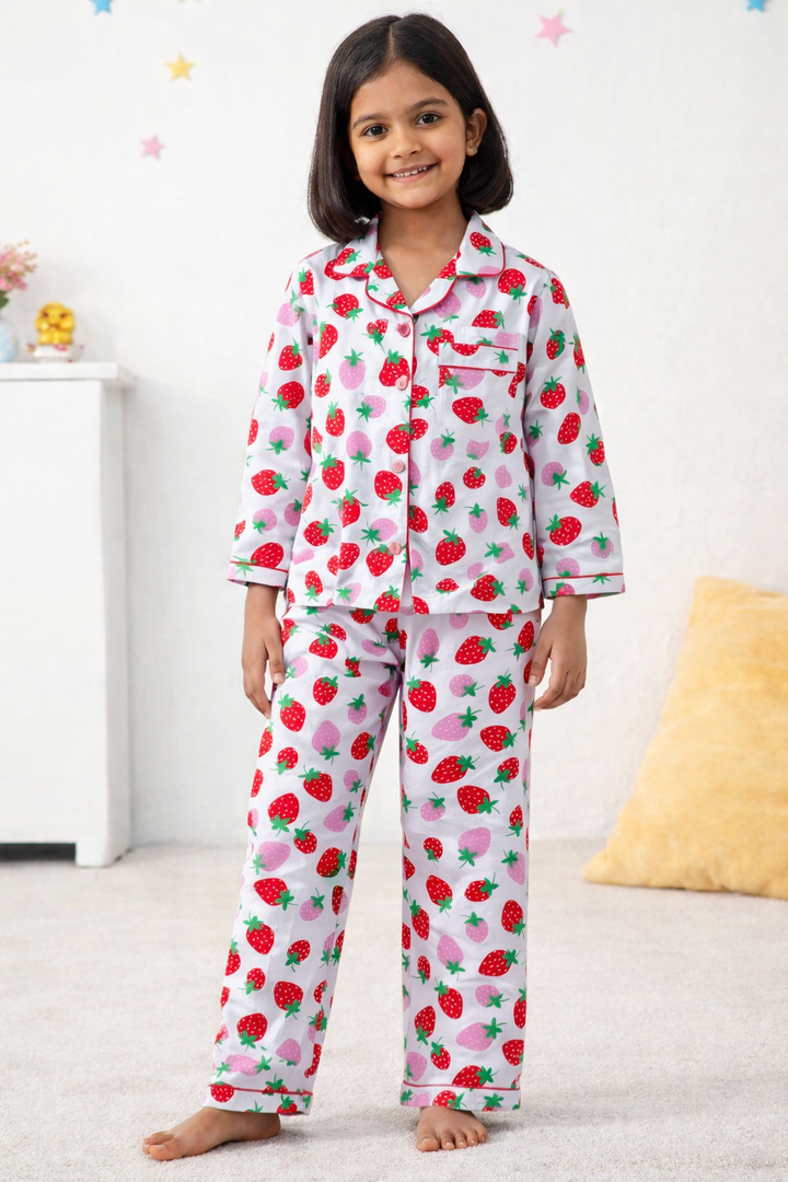 Sweet Slumberberry Print Long Sleeve Kids Night Suit