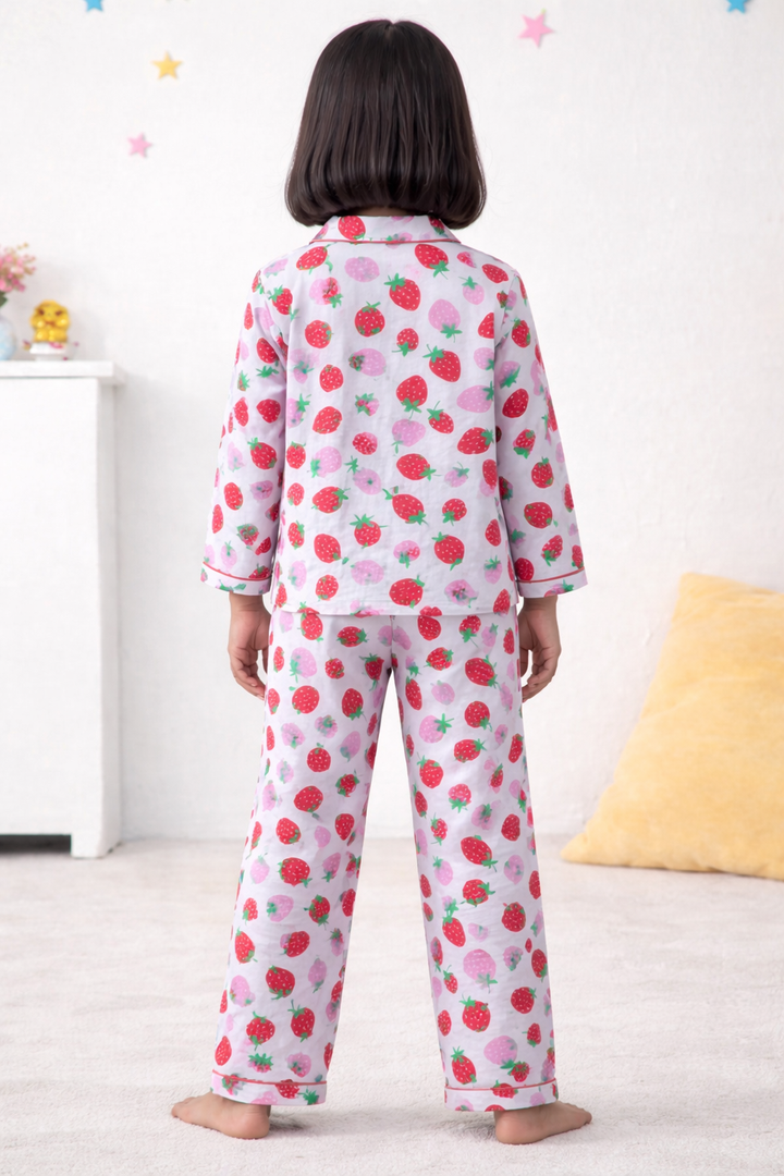 Sweet Slumberberry Print Long Sleeve Kids Night Suit