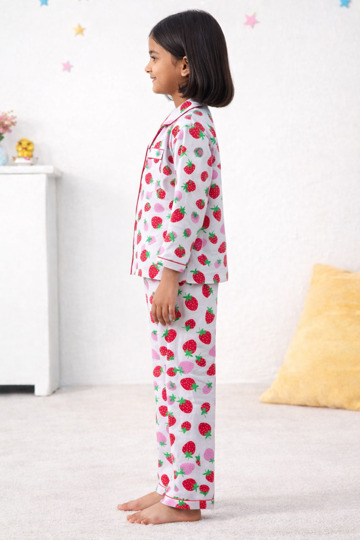 Sweet Slumberberry Print Long Sleeve Kids Night Suit