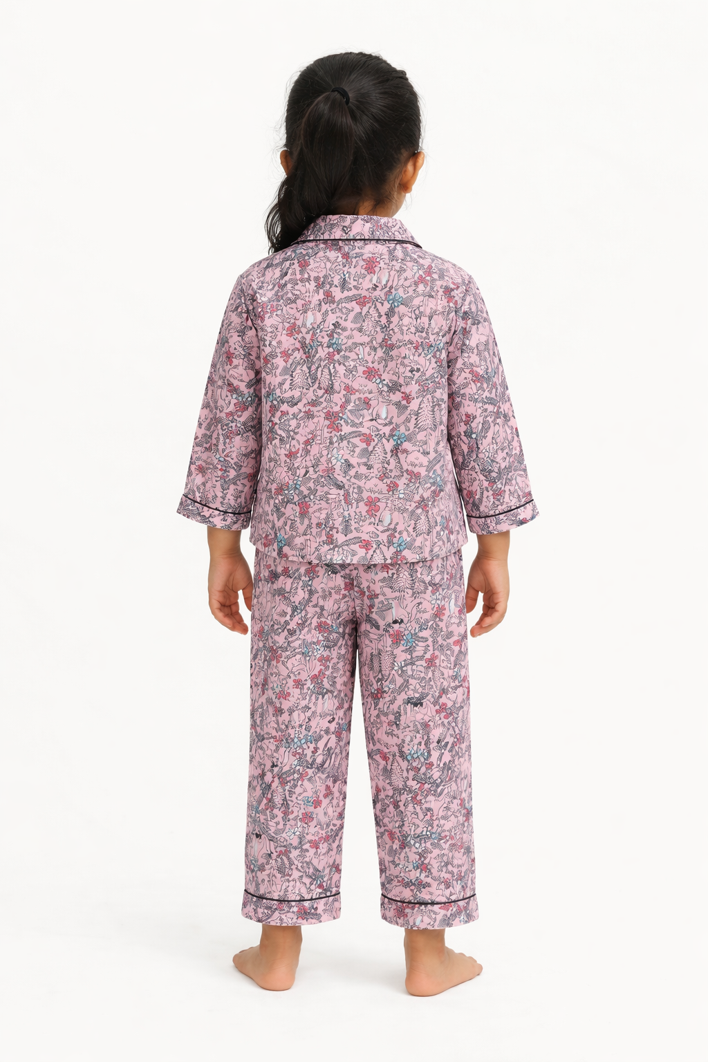 Mixed Garden Print Long Sleeve Kids Night Suit