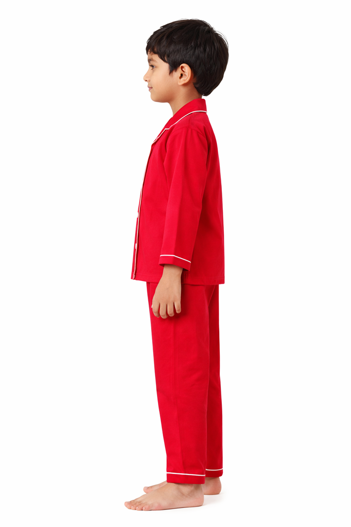 Beary Much Red Long Sleeve Kids Night Suit