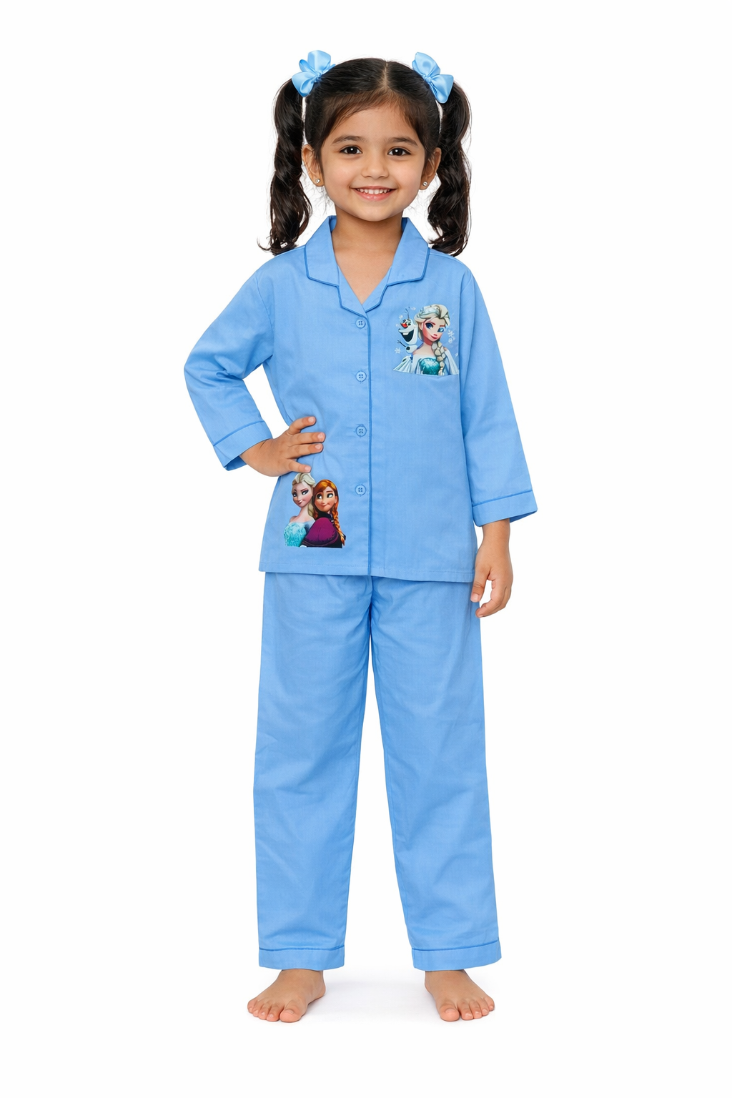 Ice Queen Print Long Sleeve Kids Night Suit