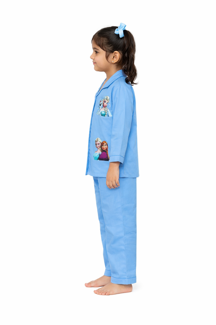 Ice Queen Print Long Sleeve Kids Night Suit