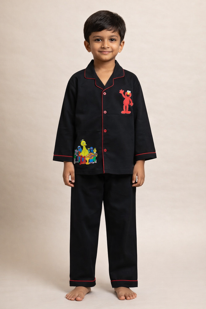 Monster Cuddles Print Long Sleeve Kids Night Suit