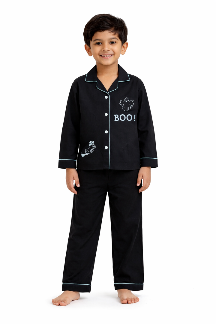 Boo Glow in the Dark  Print Long Sleeve Kids Night Suit