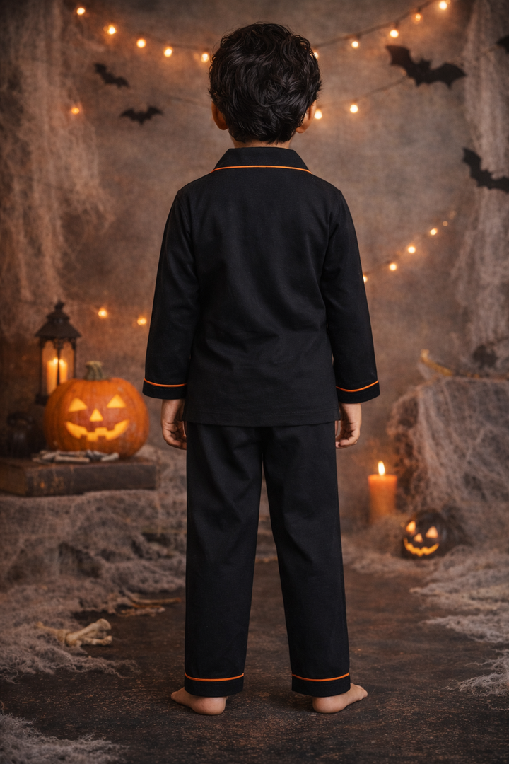 Spooky Blue Glow in the Dark Print Long Sleeve Kids Night Suit