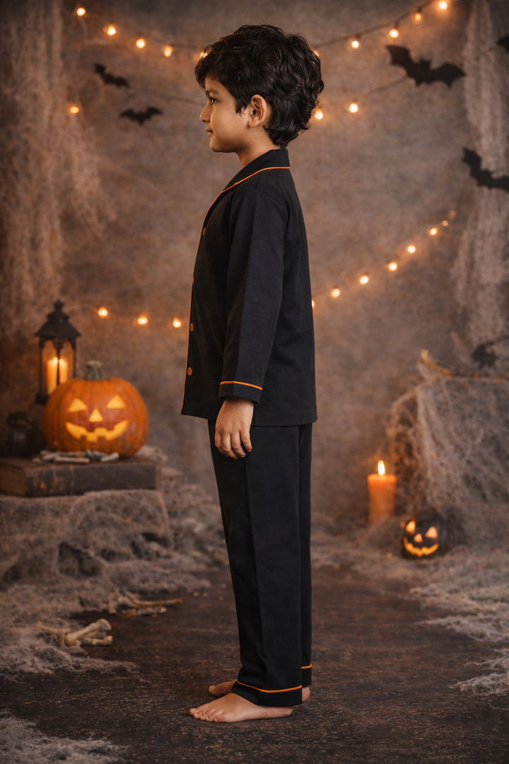Spooky Blue Glow in the Dark Print Long Sleeve Kids Night Suit