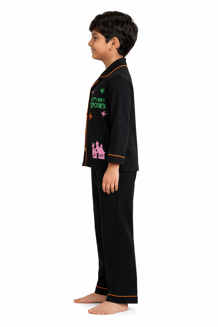 Spooky Pink Glow in the Dark Print Long Sleeve Kids Night Suit