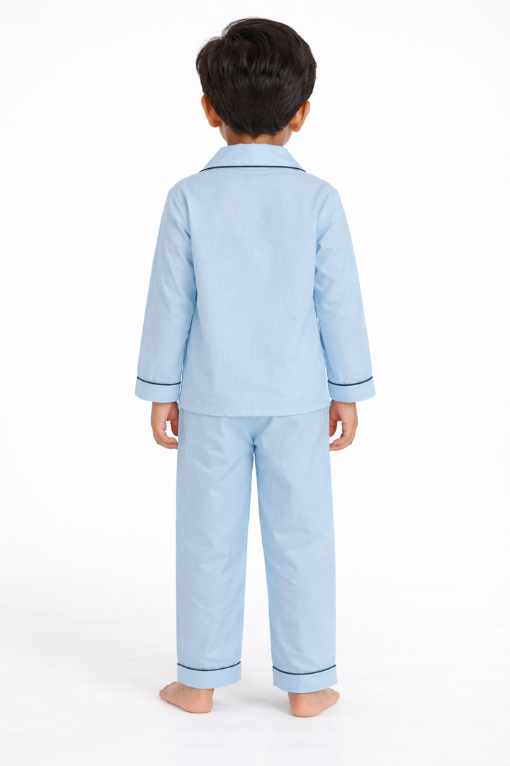 Football Teddy Print Long Sleeve Kids Night Suit