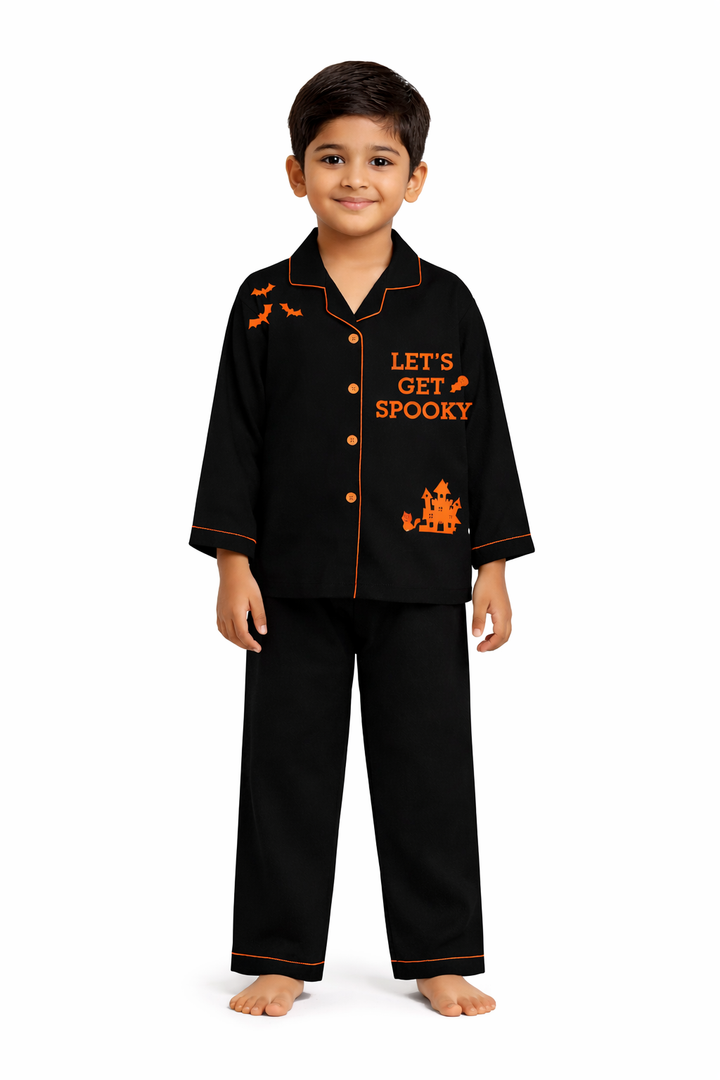 Lets Get Spooky Glow in the Dark Print Long Sleeve Kids Night Suit