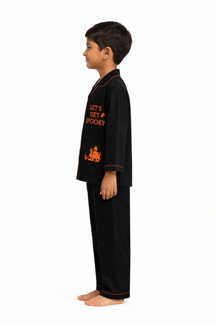 Lets Get Spooky Glow in the Dark Print Long Sleeve Kids Night Suit