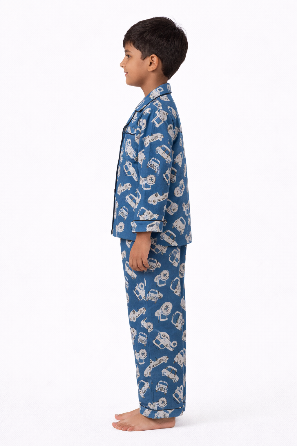 Car Print Cotton Flannel Long Sleeve Kids Night Suit