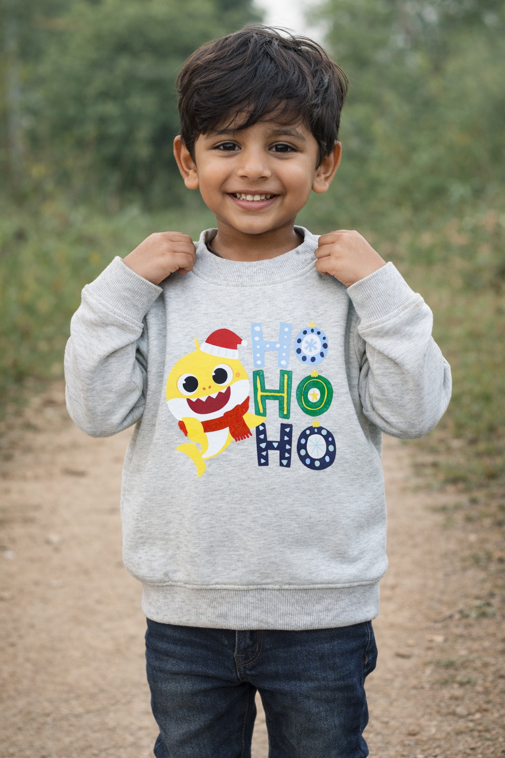 Baby Shark Ho Ho Ho Warm Fleece Kids Sweatshirt