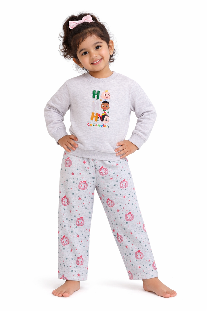 Cocomelon HO! HO! Print Cotton Fleece Kids Sweatshirt Set