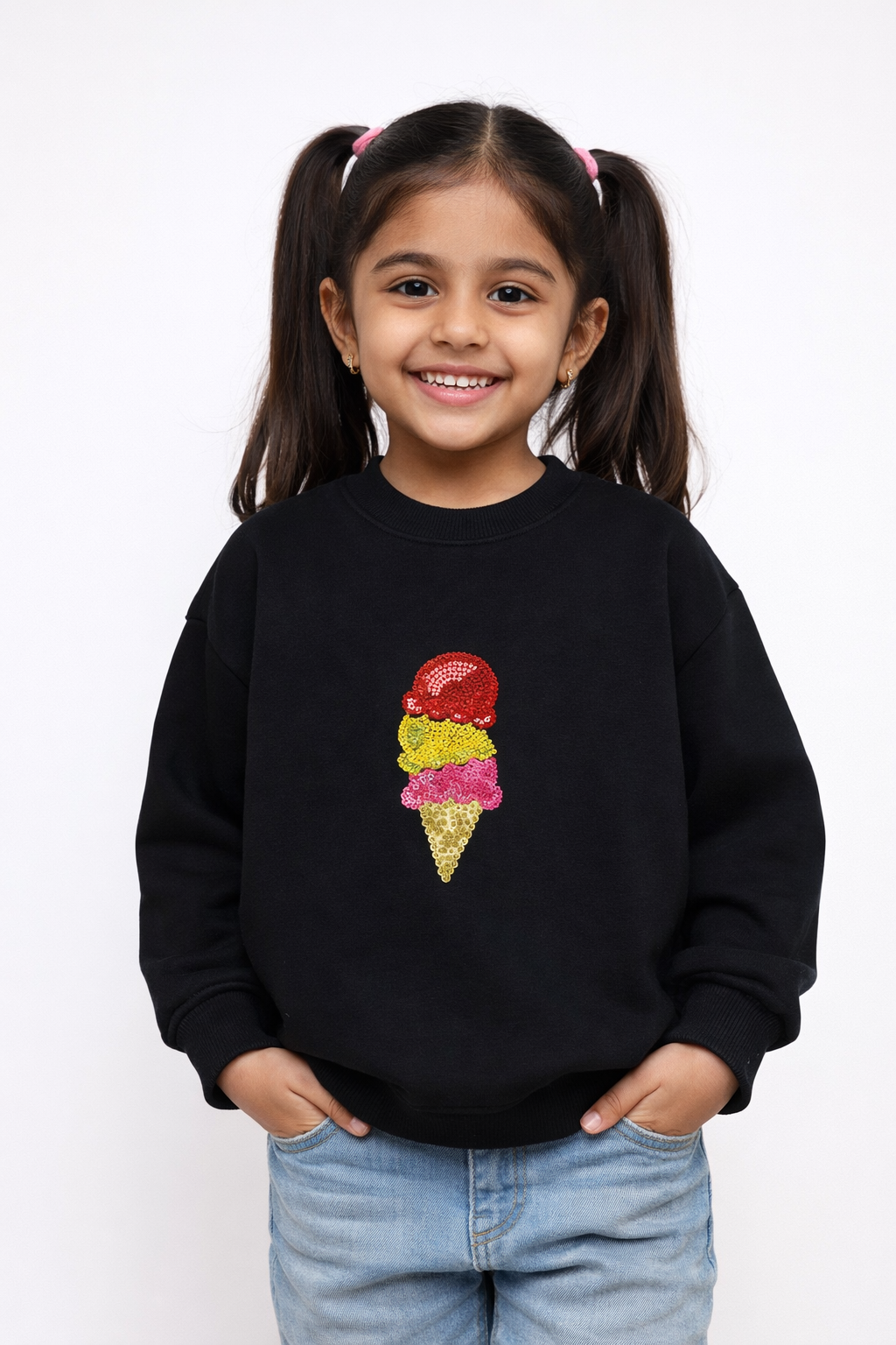 Hand Embellished Ice Cream Warm Fleece Kids Sweatshirt