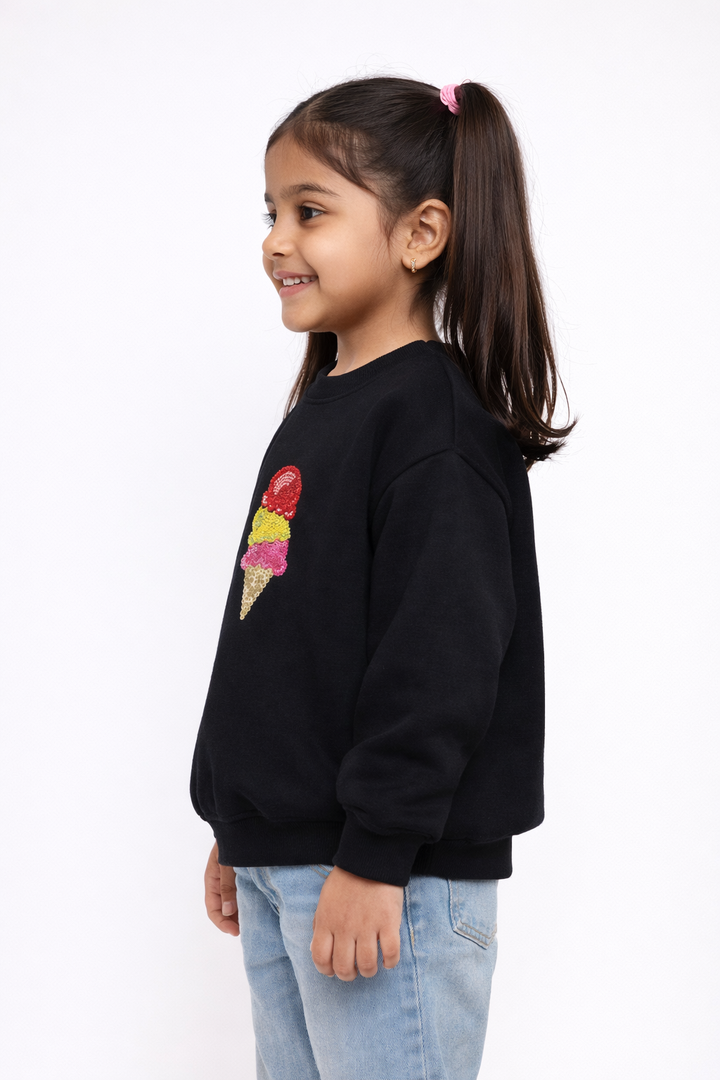 Hand Embellished Ice Cream Warm Fleece Kids Sweatshirt