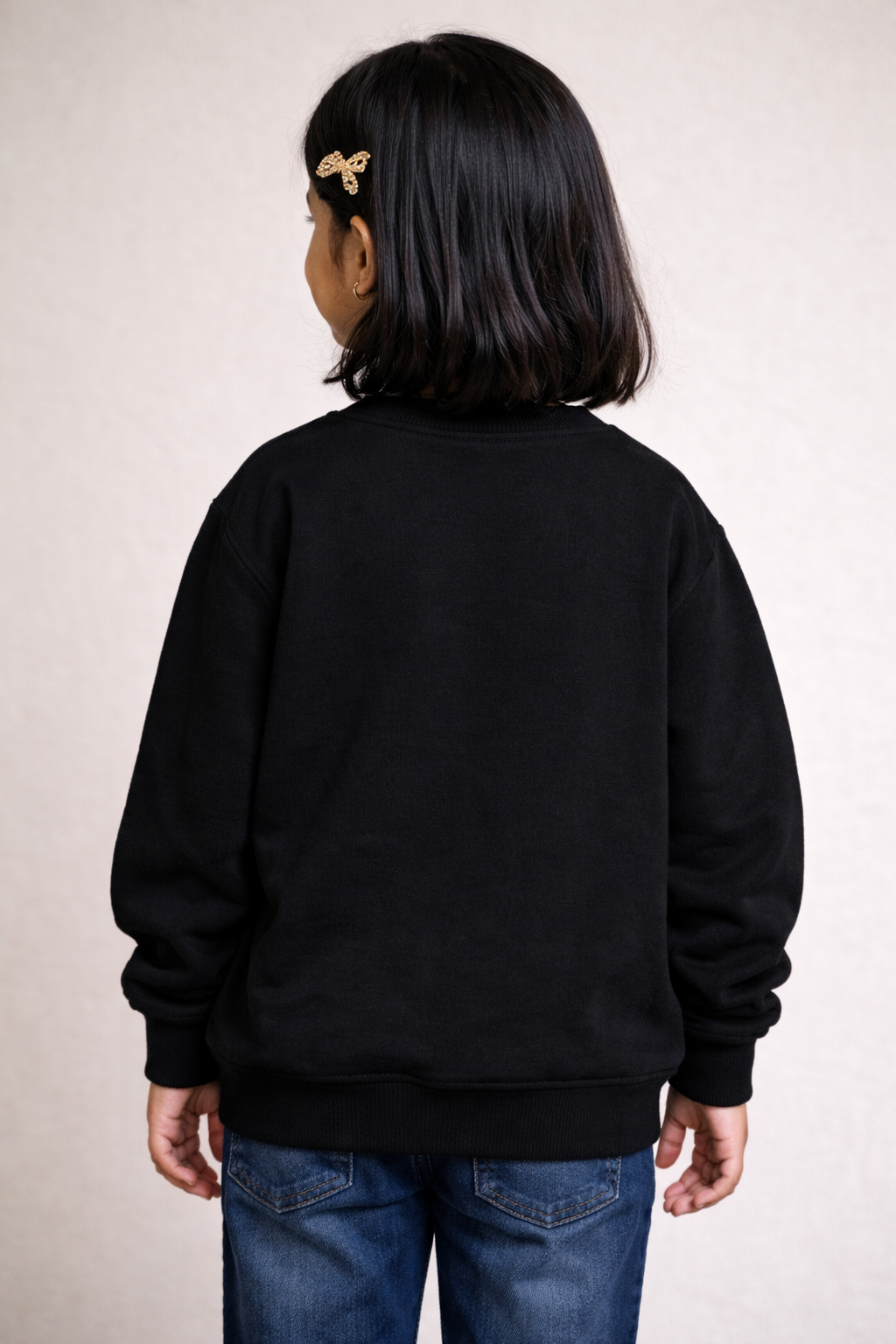 Hand Embellished Unicorn Warm Fleece Kids Sweatshirt (Black)
