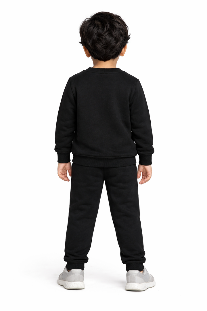 Heroes Black Print Cotton Fleece Kids Sweatshirt Set