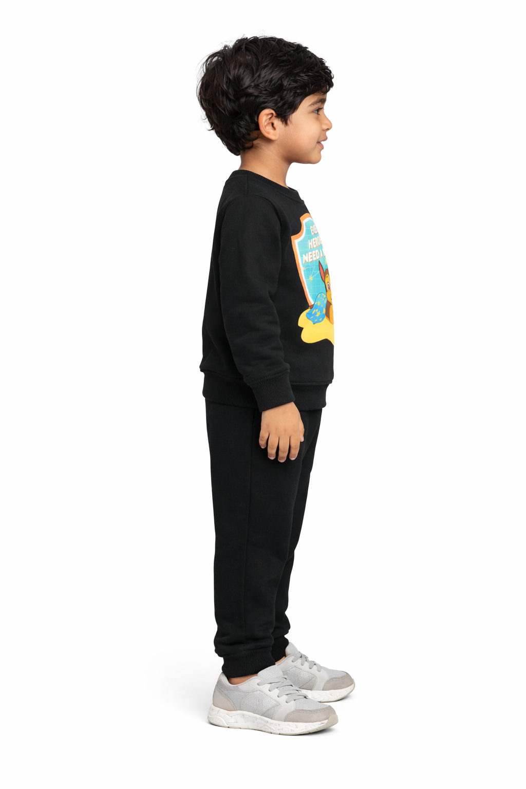 Heroes Black Print Cotton Fleece Kids Sweatshirt Set