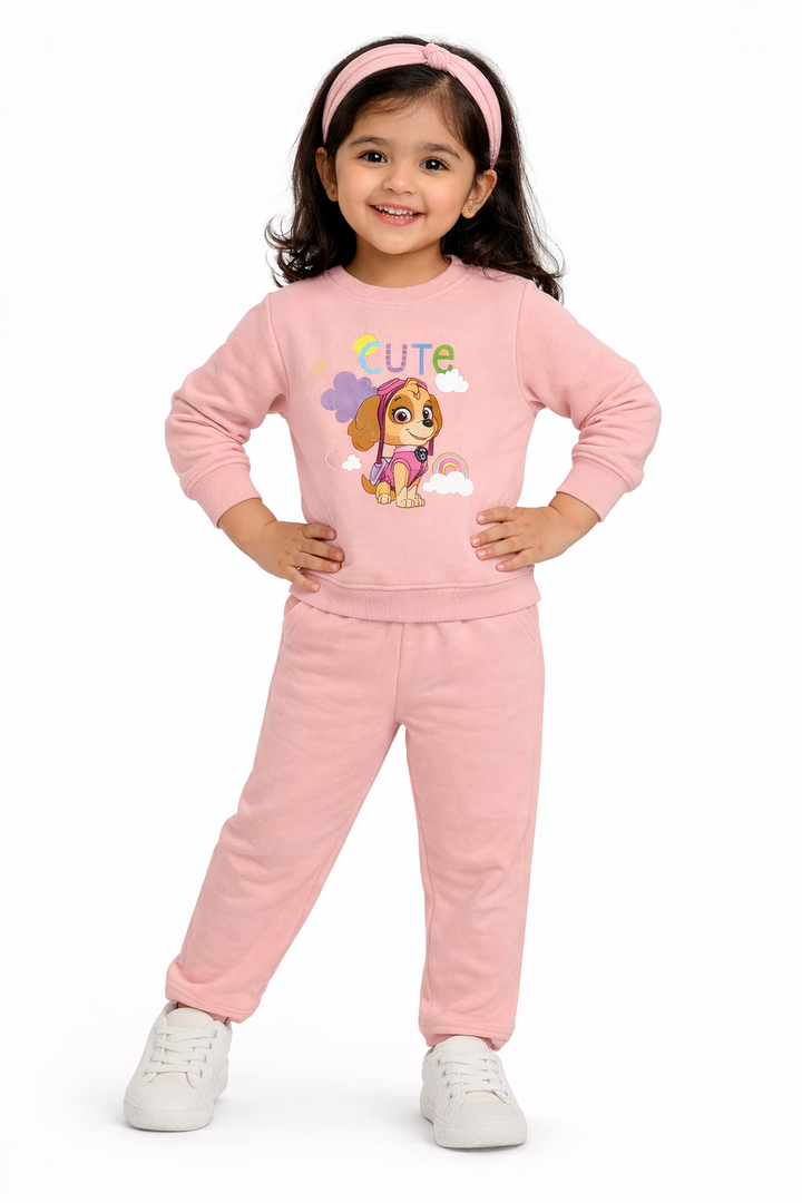 Cute Skype Print Cotton Fleece Kids Sweatshirt Set
