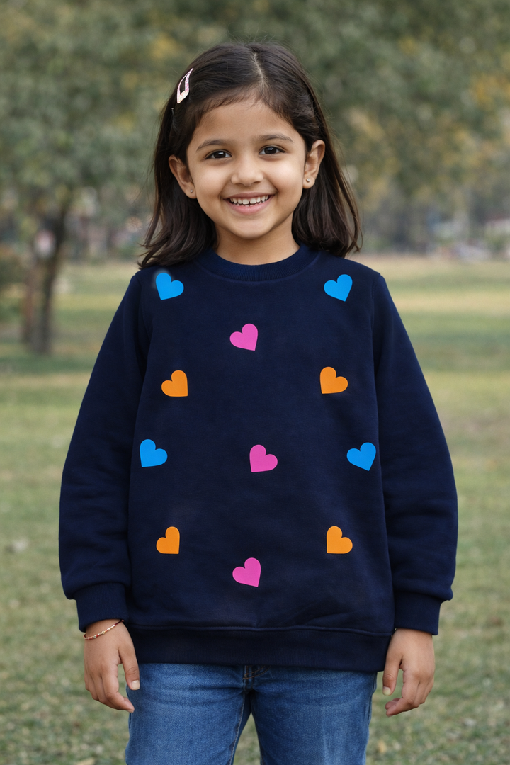 Glow in the Dark Colorful Hearts Kids Sweatshirt