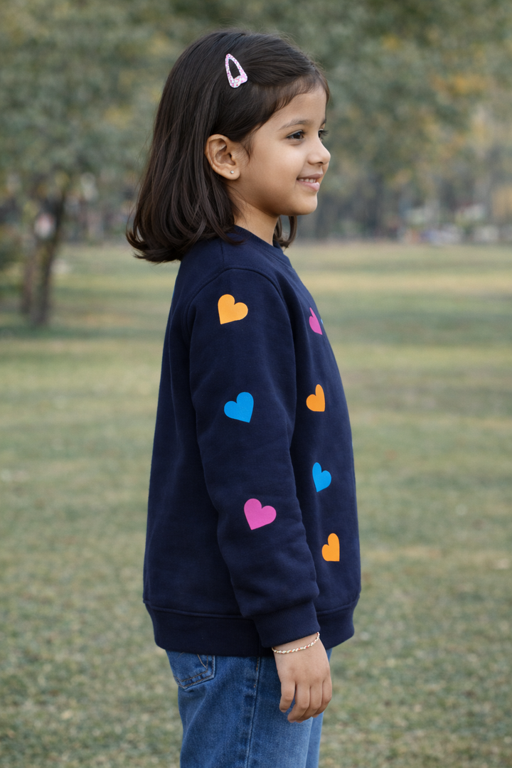 Glow in the Dark Colorful Hearts Kids Sweatshirt