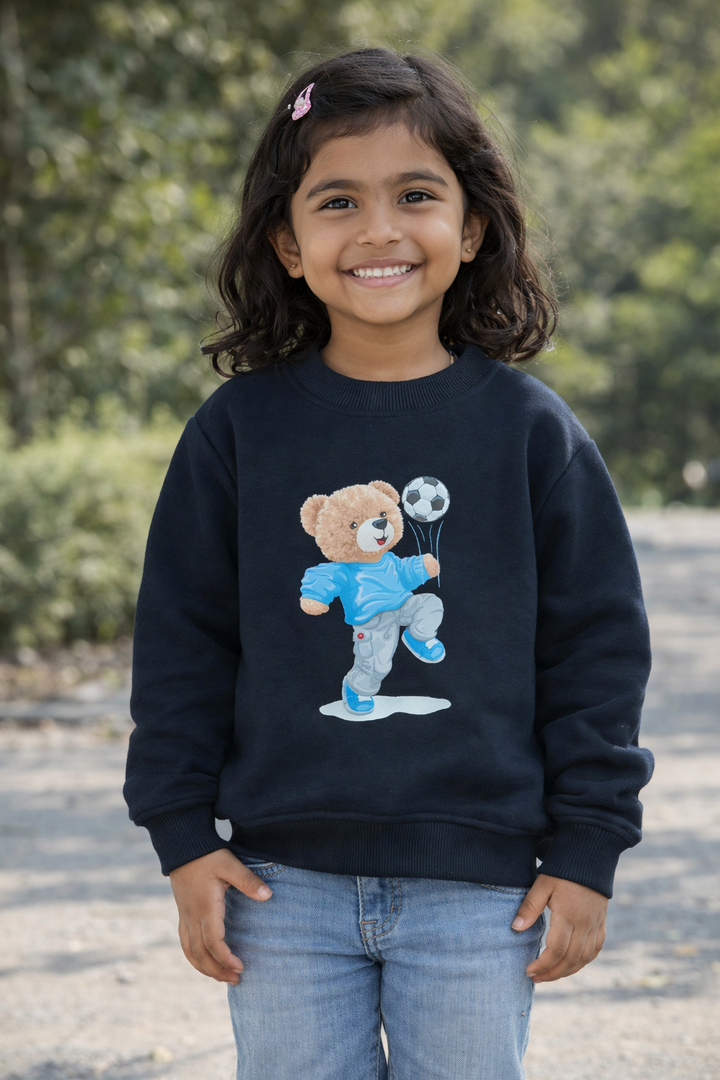 Lets Play Teddy Fleece Kids Black Sweatshirt