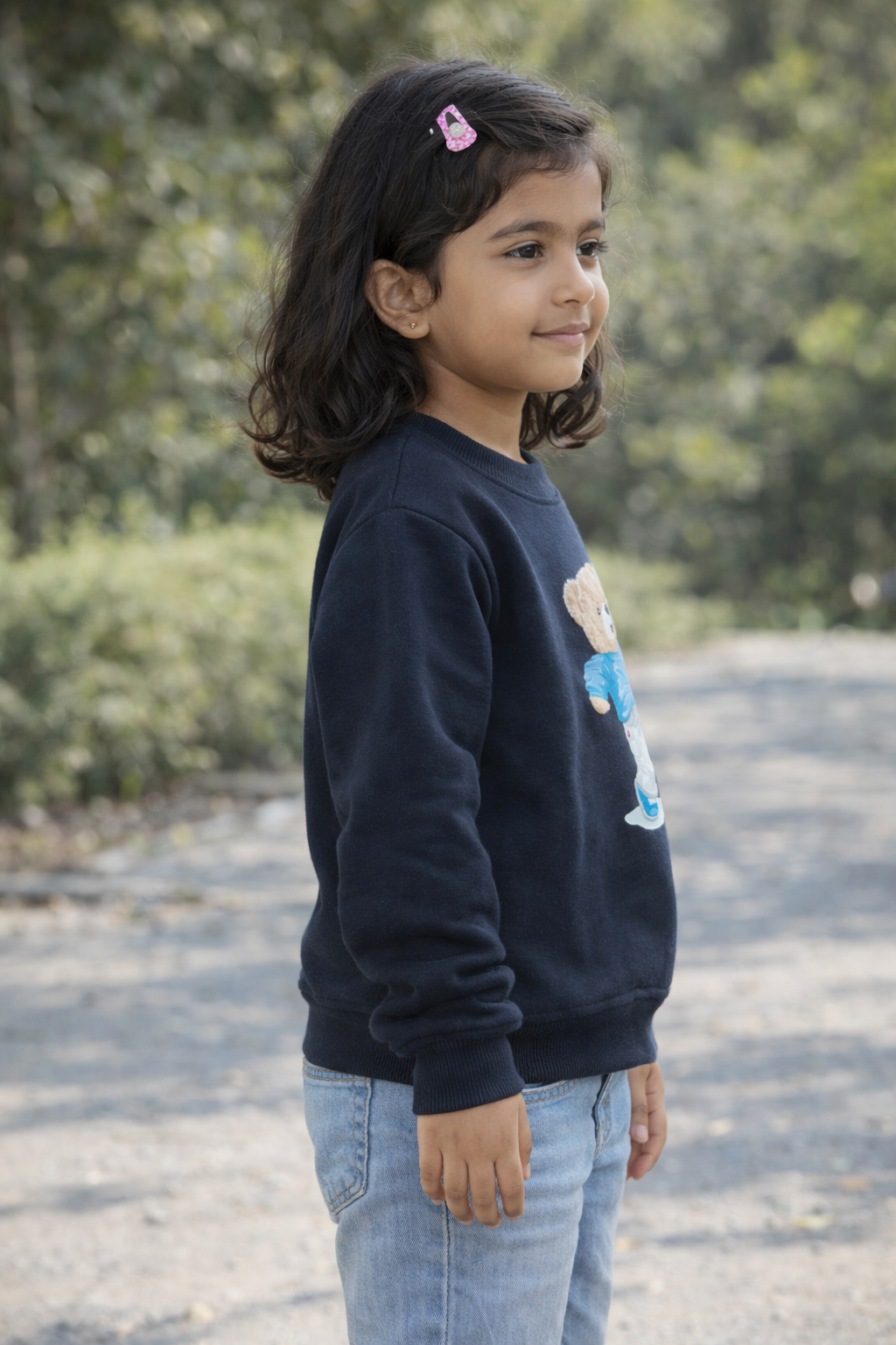 Lets Play Teddy Fleece Kids Black Sweatshirt