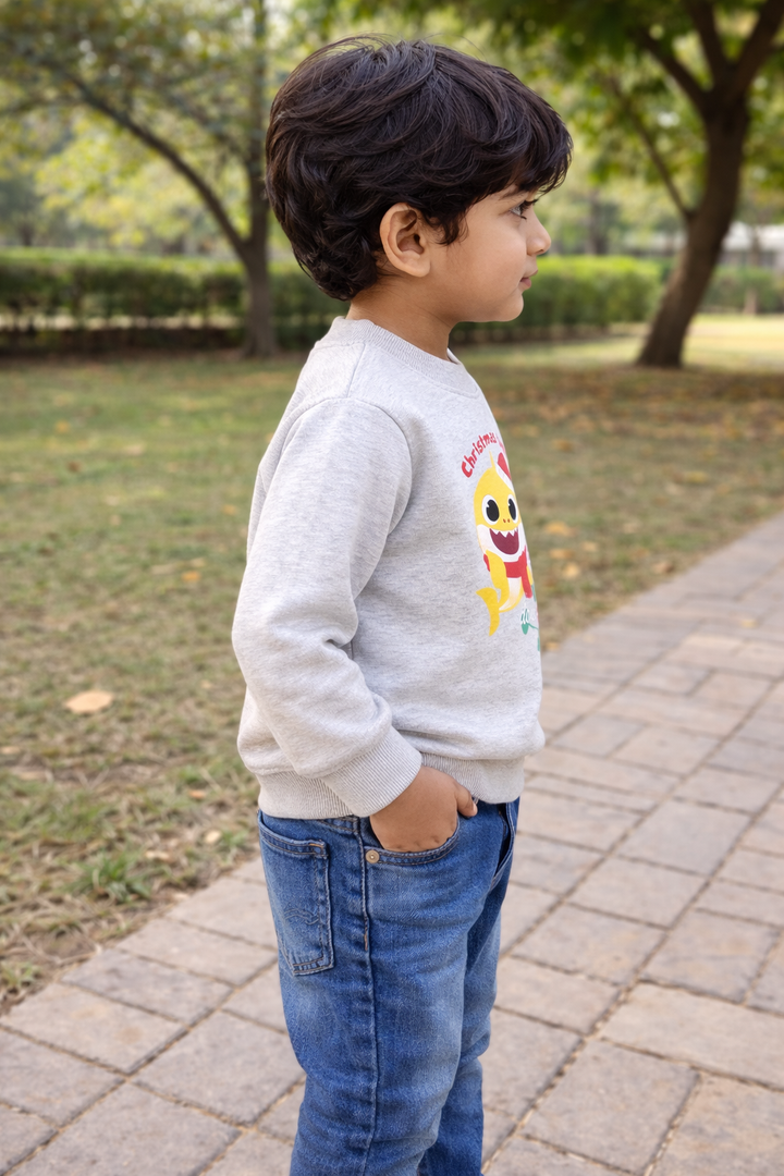 Christmas Time Baby Shark Warm Fleece Kids Sweatshirt