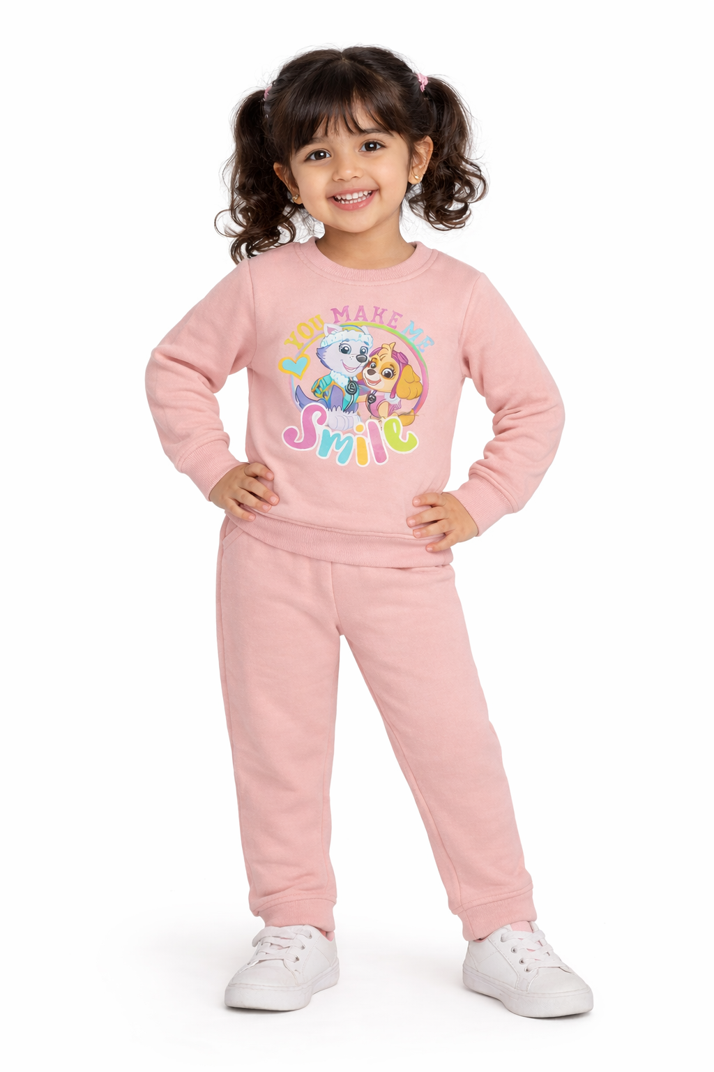 Smile Print Cotton Fleece Kids Sweatshirt Set