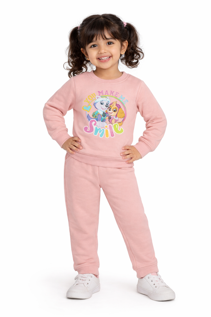 Smile Print Cotton Fleece Kids Sweatshirt Set