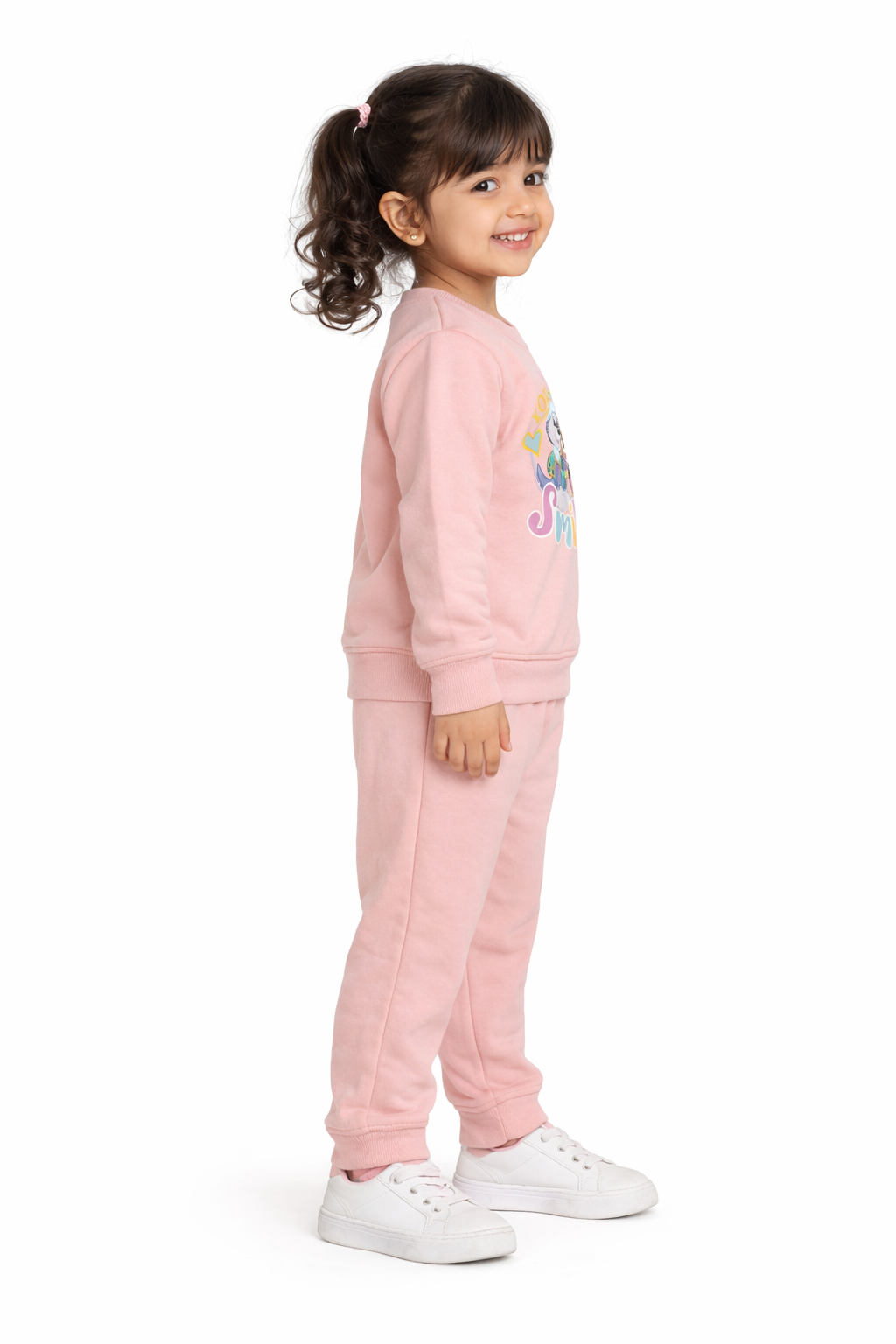 Smile Print Cotton Fleece Kids Sweatshirt Set