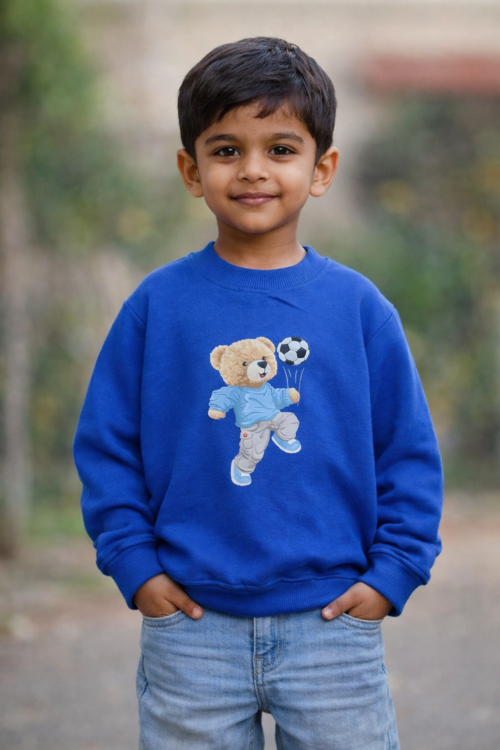 Lets Play Teddy Fleece Kids Blue Sweatshirt