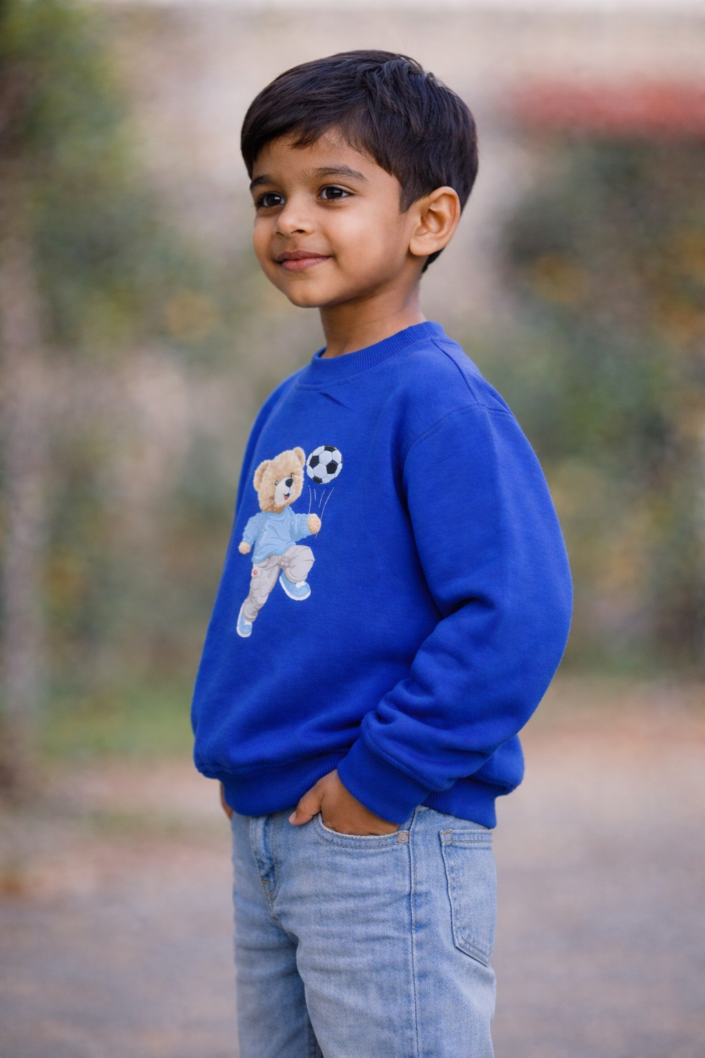 Lets Play Teddy Fleece Kids Blue Sweatshirt